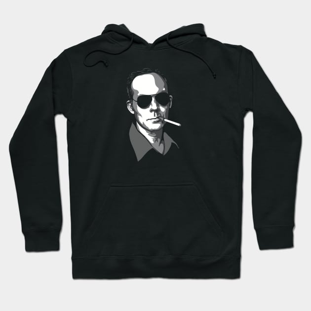 Hunter S Thompson greyscale Hoodie by @johnnehill